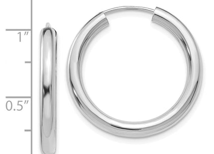 14k White Gold Polished Endless Tube Hoop Earrings (Style TF804)