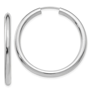 14k White Gold Polished Endless Tube Hoop Earrings (Style TF804)