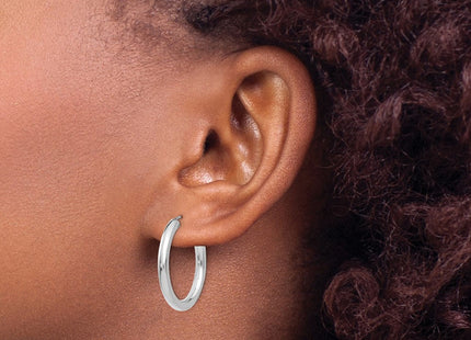 14k White Gold Polished Endless Tube Hoop Earrings (Style TF805)