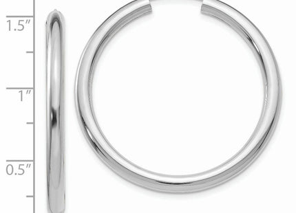 14k White Gold Polished Endless Tube Hoop Earrings (Style TF805)