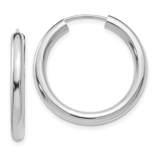 14k White Gold Polished Endless Tube Hoop Earrings (Style TF805)