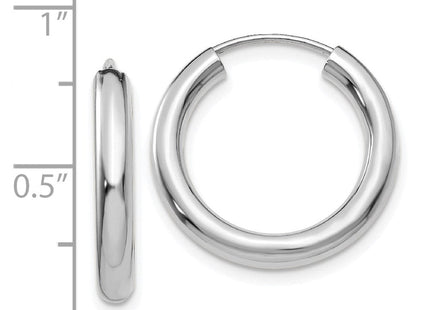 14k White Gold Polished Endless Tube Hoop Earrings (Style TF806)
