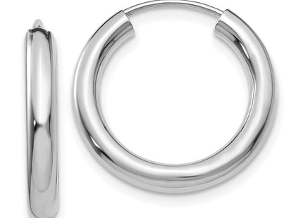 14k White Gold Polished Endless Tube Hoop Earrings (Style TF806)