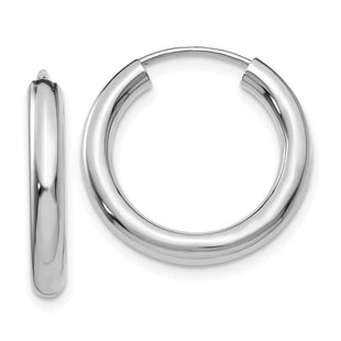 14k White Gold Polished Endless Tube Hoop Earrings (Style TF806)