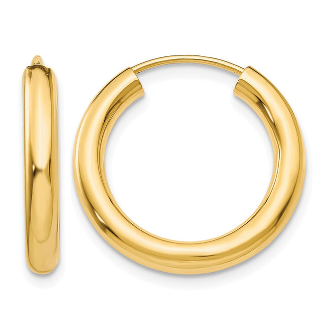 14k Polished Endless Tube Hoop Earrings, 20 x 3mm
