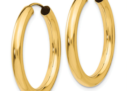 14k Polished Endless Tube Hoop Earrings, 25 x 3mm