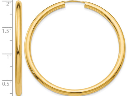 14k Polished Endless Tube Hoop Earrings, 45 x 3mm