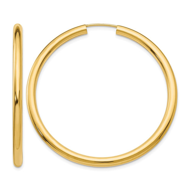14k Polished Endless Tube Hoop Earrings, 45 x 3mm