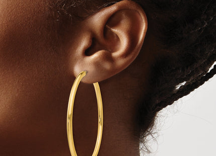 14k Polished Endless Tube Hoop Earrings, 55 x 3mm