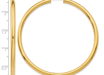 14k Polished Endless Tube Hoop Earrings, 55 x 3mm