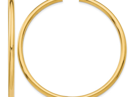 14k Polished Endless Tube Hoop Earrings, 55 x 3mm