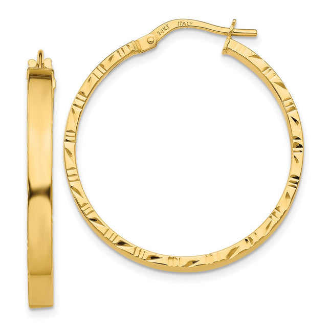 14k Polished Endless Tube Hoop Earrings, 55 x 3mm