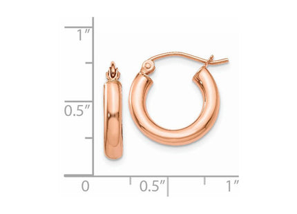 14k Rose Gold Polished Lightweight Tube Hoop Earrings (Style TF818)