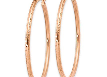 14k Rose Gold Polished Lightweight Large Diamond-cut Tube Hoop Earrings (Style TF819)