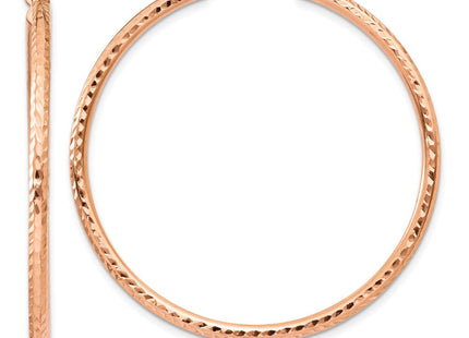 14k Rose Gold Polished Lightweight Large Diamond-cut Tube Hoop Earrings (Style TF819)