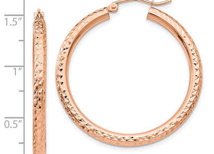 14K rose gold hoop earrings, further view