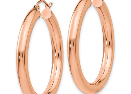 14k Rose Gold Polished Tube Hoop Earrings (Style TF827)