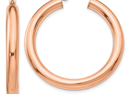 14k Rose Gold Polished Tube Hoop Earrings (Style TF827)