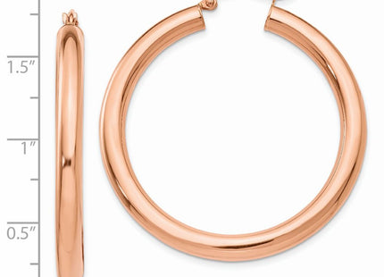 14K rose gold hoop earrings, further view