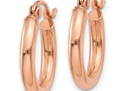 14k Rose Gold Polished Lightweight Tube Hoop Earrings (Style TF829)
