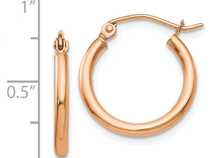 14k Rose Gold Polished Lightweight Tube Hoop Earrings (Style TF829)
