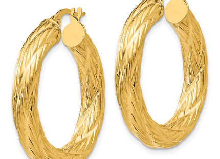 14k Textured Tube Hoop Earrings (Style TF926)