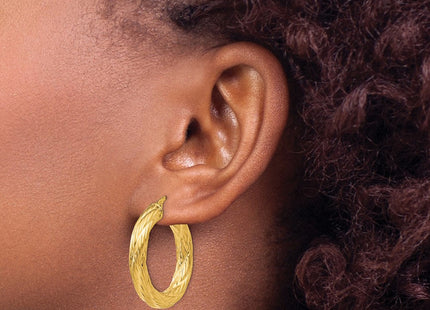 14k Textured Tube Hoop Earrings (Style TF926)