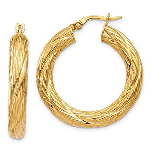 14k Textured Tube Hoop Earrings (Style TF926)