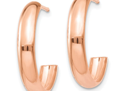 14K rose gold hoop earrings, alternate view
