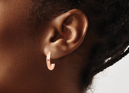 14K rose gold hoop earrings, another view