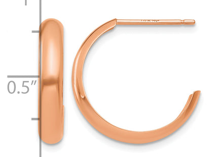 14k Rose Gold Polished Hoop Earrings, 16 x 3.5mm