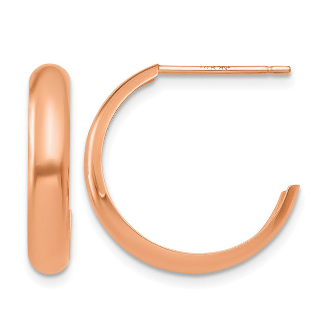 14k Rose Gold Polished Hoop Earrings, 16 x 3.5mm