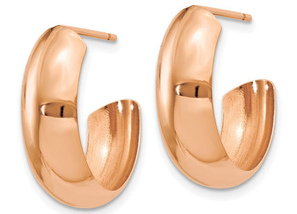 14K rose gold hoop earrings, alternate view