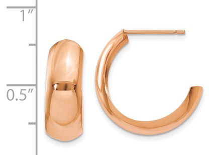14k Rose Gold Polished Hoop Earrings, 19 x 6.5mm