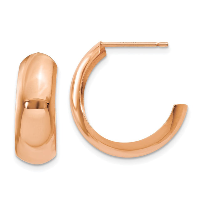 14k Rose Gold Polished Hoop Earrings, 19 x 6.5mm