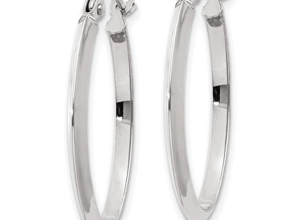 14k White Gold Polished Oval Tube Hoop Earrings (Style TF972)