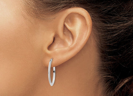 14k White Gold Polished Oval Tube Hoop Earrings (Style TF972)