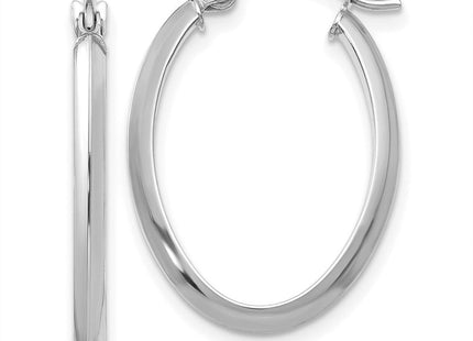 14k White Gold Polished Oval Tube Hoop Earrings (Style TF972)