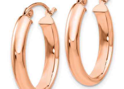 14K rose gold oval hoop earrings, alternate view