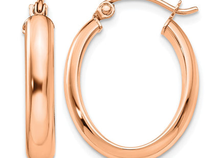 14K rose gold oval hoop earrings