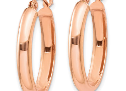 14K rose gold oval hoop earrings, alternate view