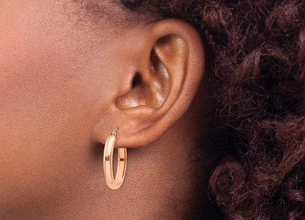 14K rose gold oval hoop earrings, another view