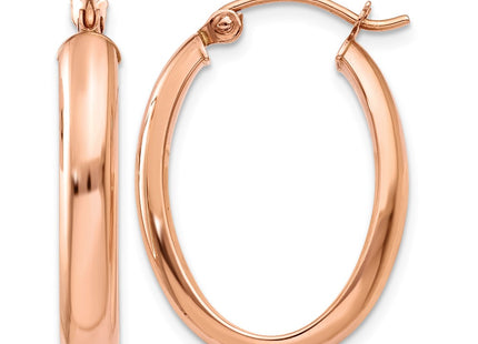 14K rose gold oval hoop earrings