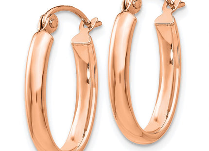 14K rose gold oval hoop earrings, alternate view