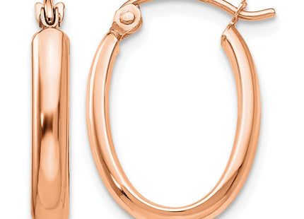 14K rose gold oval hoop earrings
