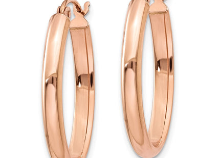 14k Rose Gold Polished Half-Round Oval Hoop Earrings (Style TF977)