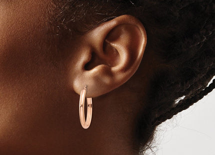 14k Rose Gold Polished Half-Round Oval Hoop Earrings (Style TF977)