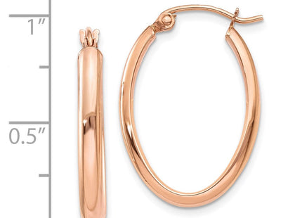 14k Rose Gold Polished Half-Round Oval Hoop Earrings (Style TF977)