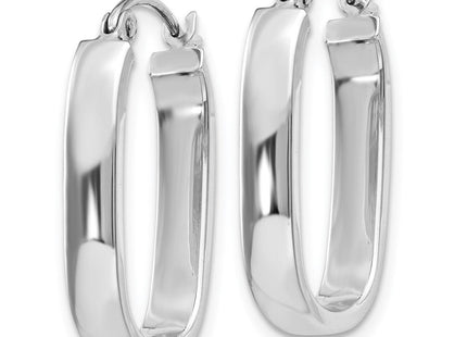 14k White Gold Polished Oval Tube Hoop Earrings (Style TF978)
