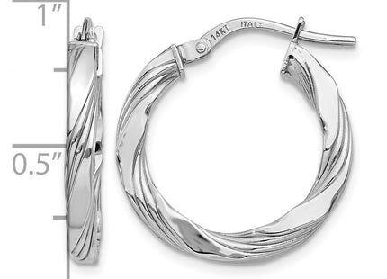 14K white gold hoop earrings, further view